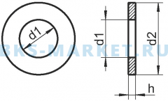 Схема шайбы плоской усиленной для пружинных штифтов по DIN 1481 DIN 7349 A2 
