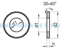 Схема латунной плоской шайбы с фаской DIN 125 B A2 A4